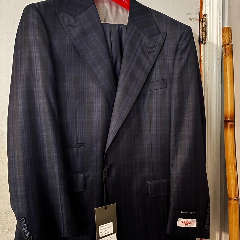 Men's Dark Navy Plaid Blazer - Classic Single-Breasted Suit Jacket